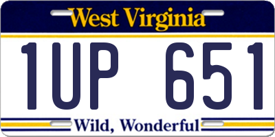 WV license plate 1UP651