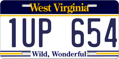 WV license plate 1UP654