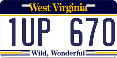 WV license plate 1UP670