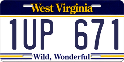 WV license plate 1UP671