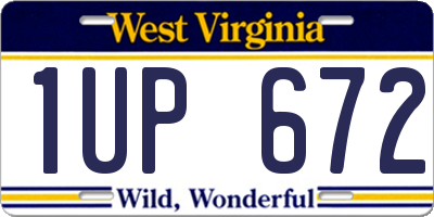 WV license plate 1UP672