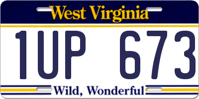 WV license plate 1UP673