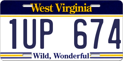 WV license plate 1UP674