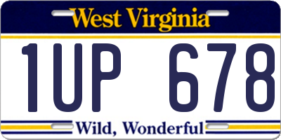 WV license plate 1UP678