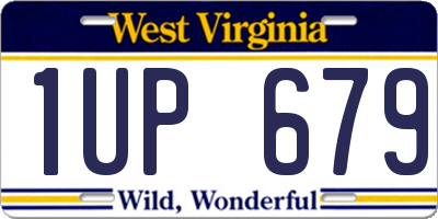 WV license plate 1UP679