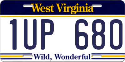 WV license plate 1UP680