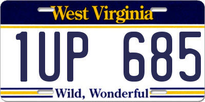 WV license plate 1UP685