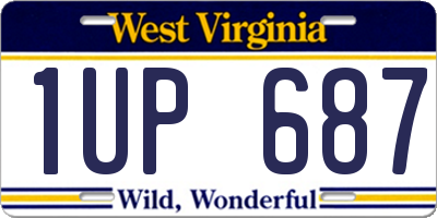 WV license plate 1UP687