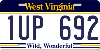 WV license plate 1UP692