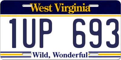 WV license plate 1UP693