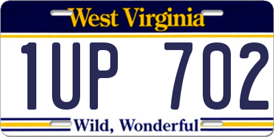 WV license plate 1UP702