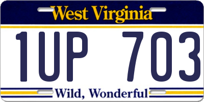 WV license plate 1UP703