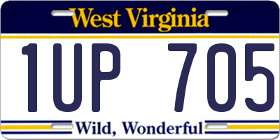 WV license plate 1UP705