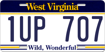 WV license plate 1UP707