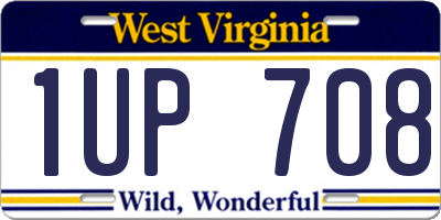 WV license plate 1UP708