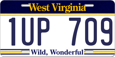 WV license plate 1UP709