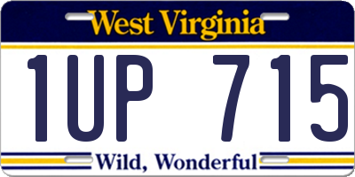WV license plate 1UP715