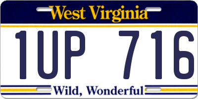 WV license plate 1UP716
