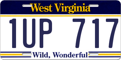 WV license plate 1UP717