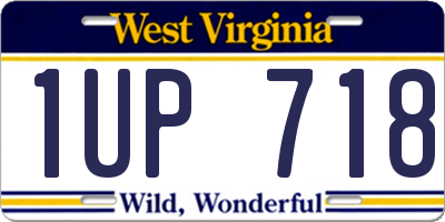 WV license plate 1UP718
