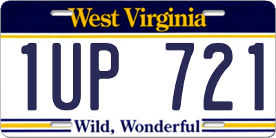 WV license plate 1UP721