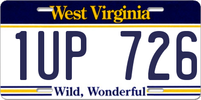 WV license plate 1UP726