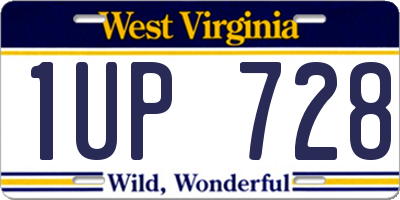 WV license plate 1UP728