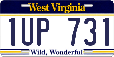 WV license plate 1UP731