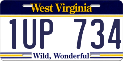 WV license plate 1UP734