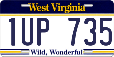 WV license plate 1UP735