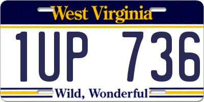 WV license plate 1UP736