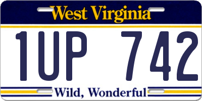 WV license plate 1UP742