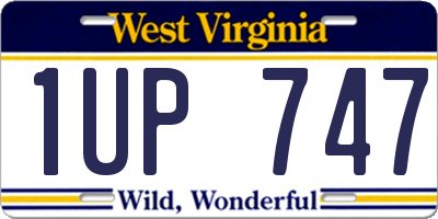 WV license plate 1UP747
