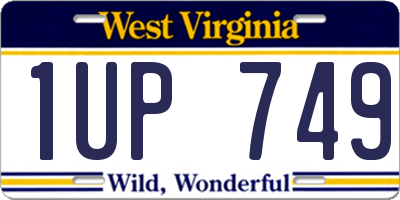 WV license plate 1UP749