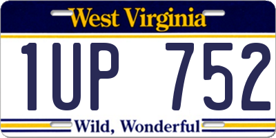 WV license plate 1UP752