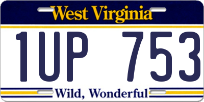 WV license plate 1UP753