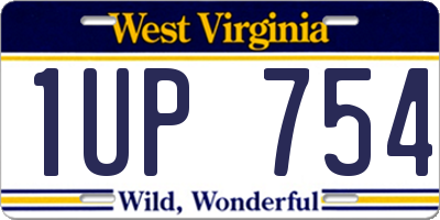 WV license plate 1UP754