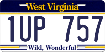 WV license plate 1UP757