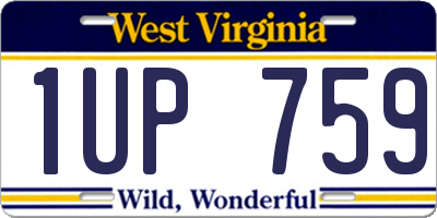 WV license plate 1UP759