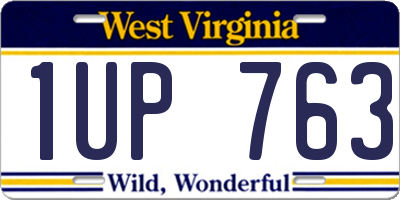WV license plate 1UP763