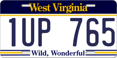 WV license plate 1UP765