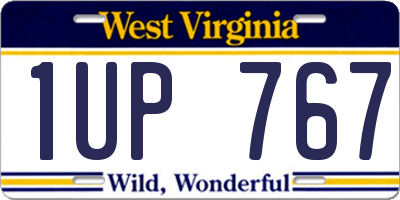 WV license plate 1UP767