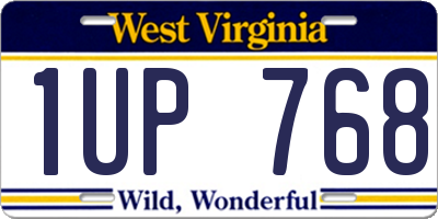 WV license plate 1UP768