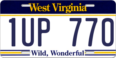 WV license plate 1UP770