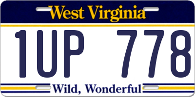WV license plate 1UP778