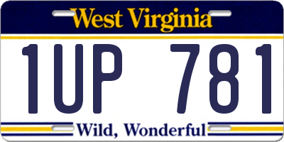 WV license plate 1UP781