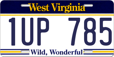 WV license plate 1UP785