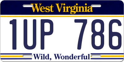 WV license plate 1UP786