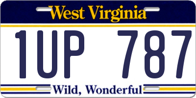WV license plate 1UP787