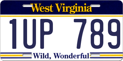 WV license plate 1UP789